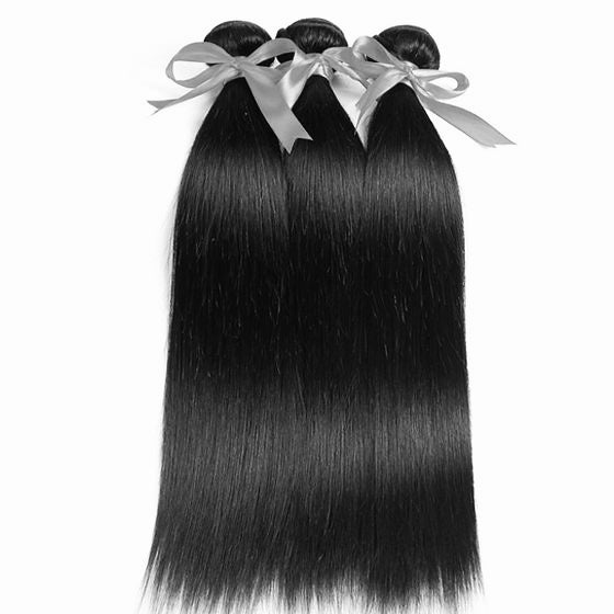 100% Human Hair Weave Bundles | Straight | Natural | 3 PACK: 20”+22”+24”